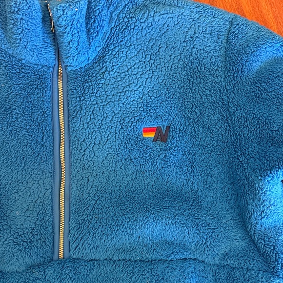 Aviator Nation TEDDY UNISEX HALF ZIP JACKET - BLUE CINA - Picture 3 of 8